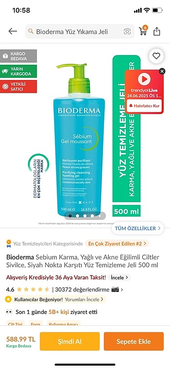 Bioderma yüz tıkana jeli