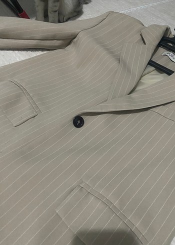 Diğer Bej Düğmeli Kadın Blazer Ceket