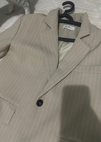 s Beden Bej Düğmeli Kadın Blazer Ceket