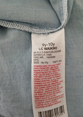 10 Yaş Beden mavi Renk LCW Kız Çocuk Mavi Denim Elbise 9-10 yaş