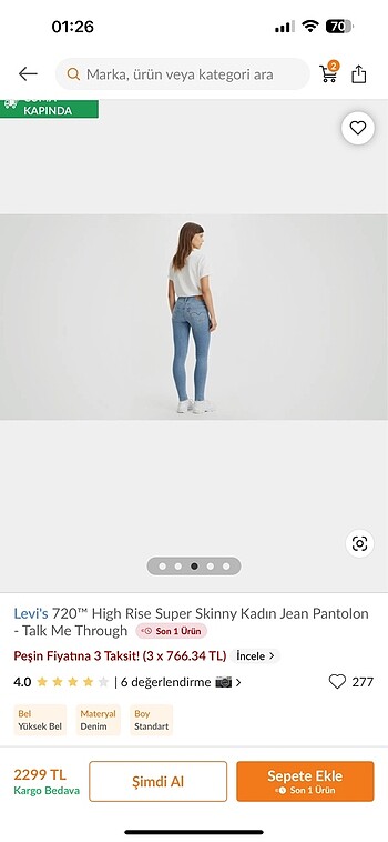 Levis Levis jean 28 beden