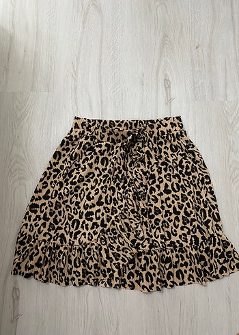 Leopar Desenli Kadın Mini Etek