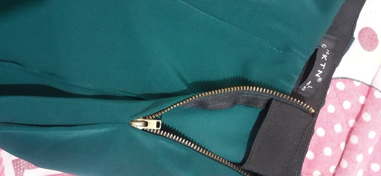 Kadın koyu yeşil Street Wear Kumaş Pantolon - Görsel 2