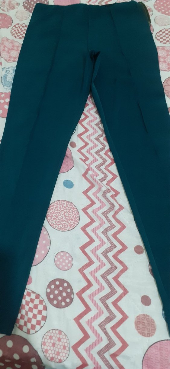 Kadın koyu yeşil Street Wear Kumaş Pantolon - Görsel 3