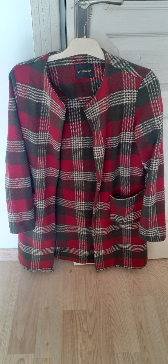 Bordo Ekose Desenli Midi Düğmeli  Kaban - Görsel 4