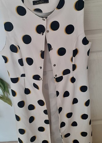 Düğmeli Puantiyeli Uzun yelek - Görsel 6