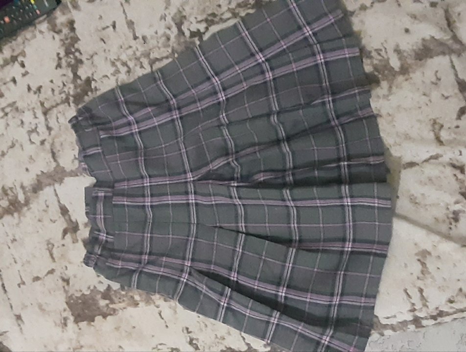 Düğmeli Gri Ekose Midi Kumaş Pantolon etek kız forması - Görsel 4