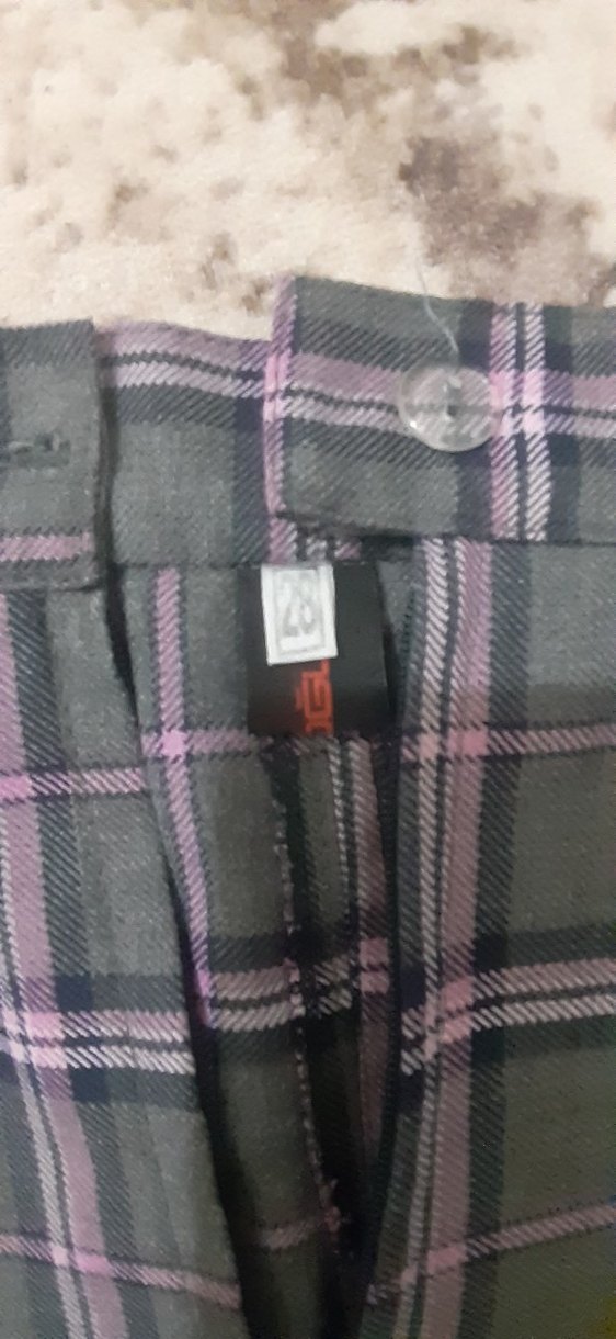 Düğmeli Gri Ekose Midi Kumaş Pantolon etek kız forması - Görsel 2