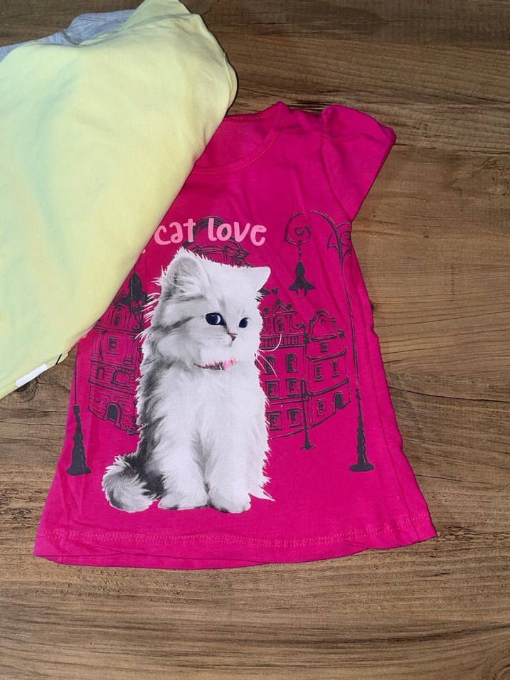 Kız Çocuk Gri Baskılı Kısa Kollu Tişört - Görsel 3