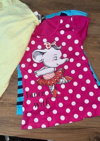 Renkli Baskılı Kız Çocuk Kısa Kollu Tişört - Görsel 2