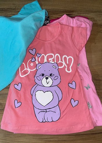 Kız Çocuk Pembe Fırfırlı Baskılı Tişört - Görsel 2