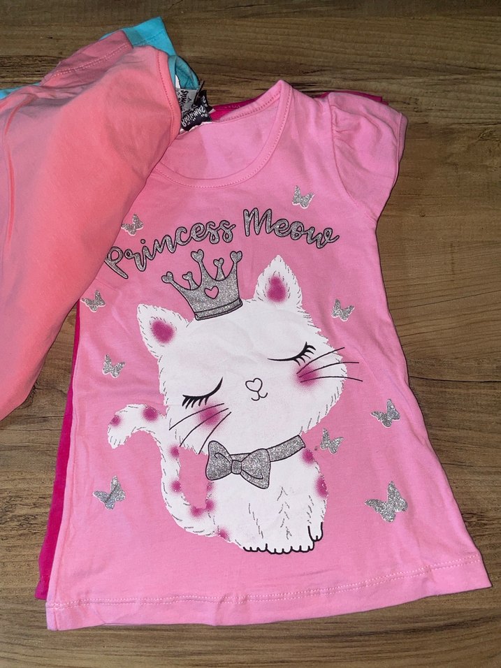 Kız Çocuk Pembe Fırfırlı Baskılı Tişört - Görsel 3