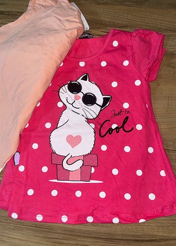 Kız Çocuk Pembe Kısa Kollu Tişört - Görsel 2