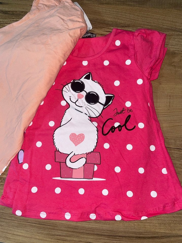 Kız Çocuk Pembe Kısa Kollu Tişört - Görsel 2