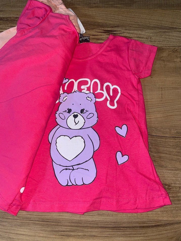 Kız Çocuk Pembe Kısa Kollu Tişört - Görsel 3