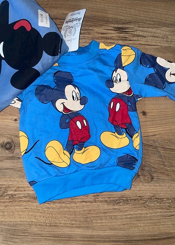 Mickey Mouse Baskılı Mavi Erkek Sweatshirt - Görsel 2