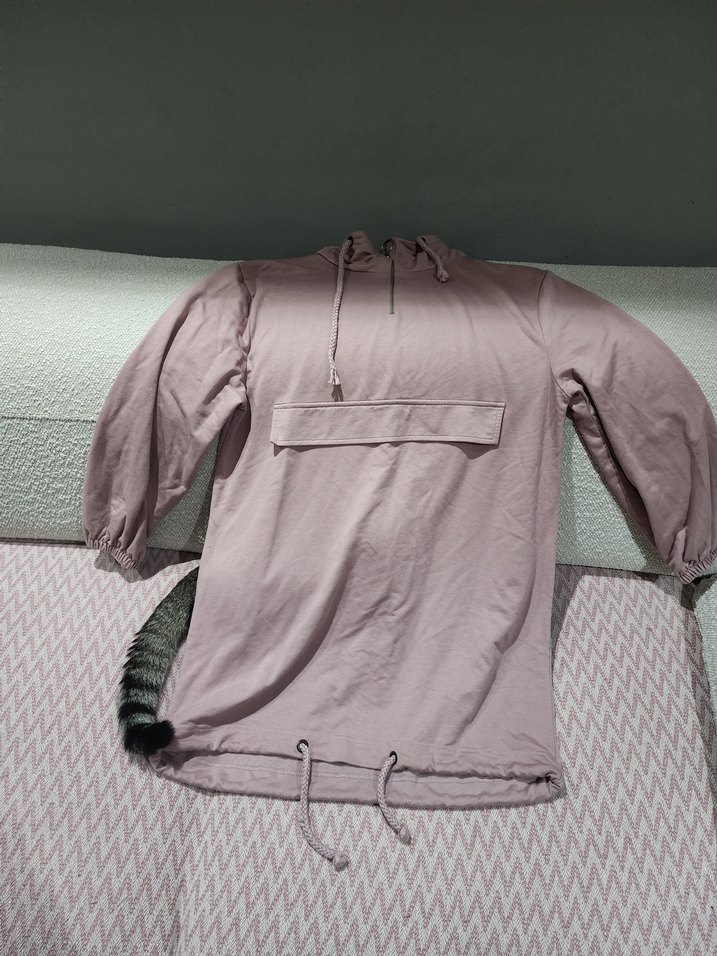 Pudra Pembe Yarım Fermuarlı Kapüşonlu Sweatshirt — görsel 3/4