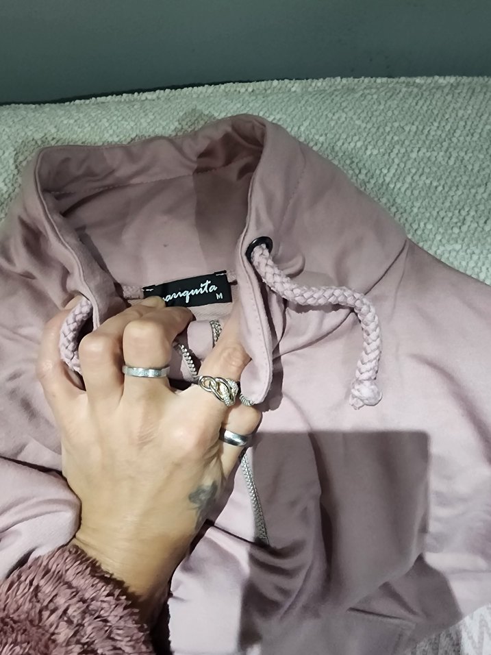 Pudra Pembe Yarım Fermuarlı Kapüşonlu Sweatshirt — görsel 2/4