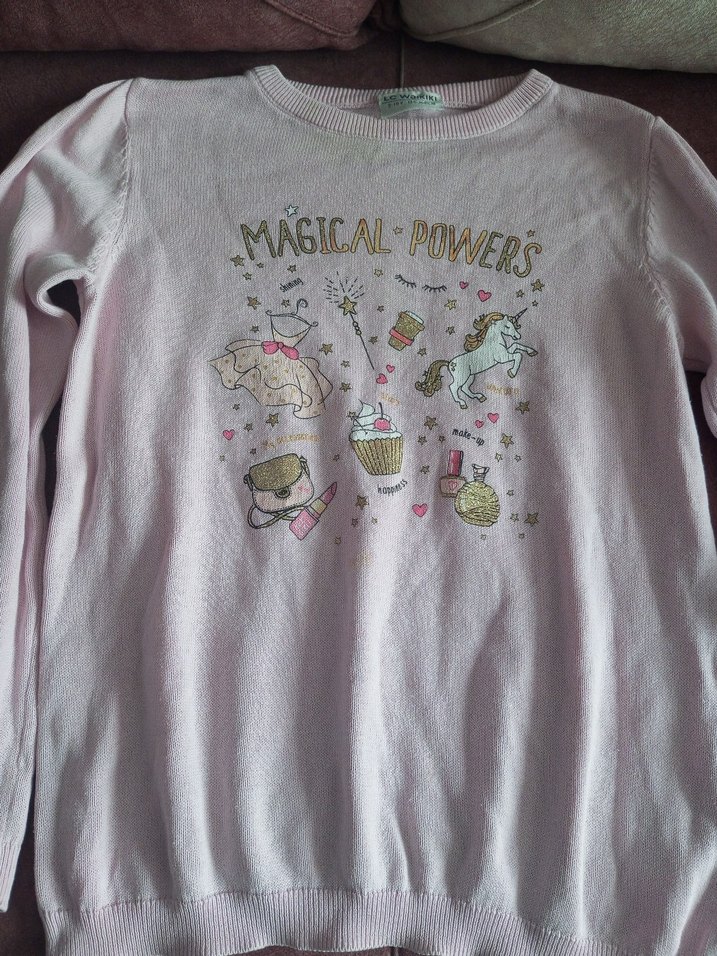 Kız Çocuk Pembe Triko Uzun Kollu Tişört - Görsel 2