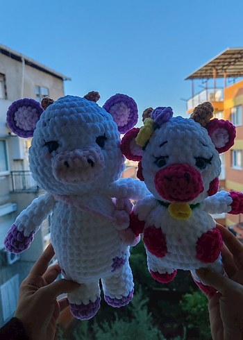 Pastel Beyaz Peluş Oyuncak İnekler - Görsel 4