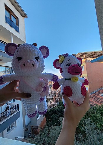 Pastel Beyaz Peluş Oyuncak İnekler - Görsel 5