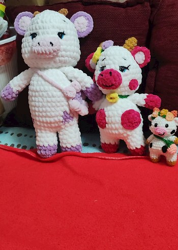 Pastel Beyaz Peluş Oyuncak İnekler - Görsel 6