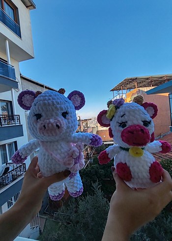 Pastel Beyaz Peluş Oyuncak İnekler - Görsel 2