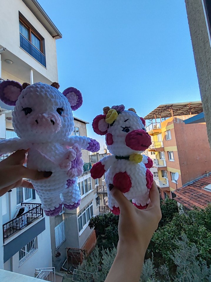 Pastel Beyaz Peluş Oyuncak İnekler - Görsel 3