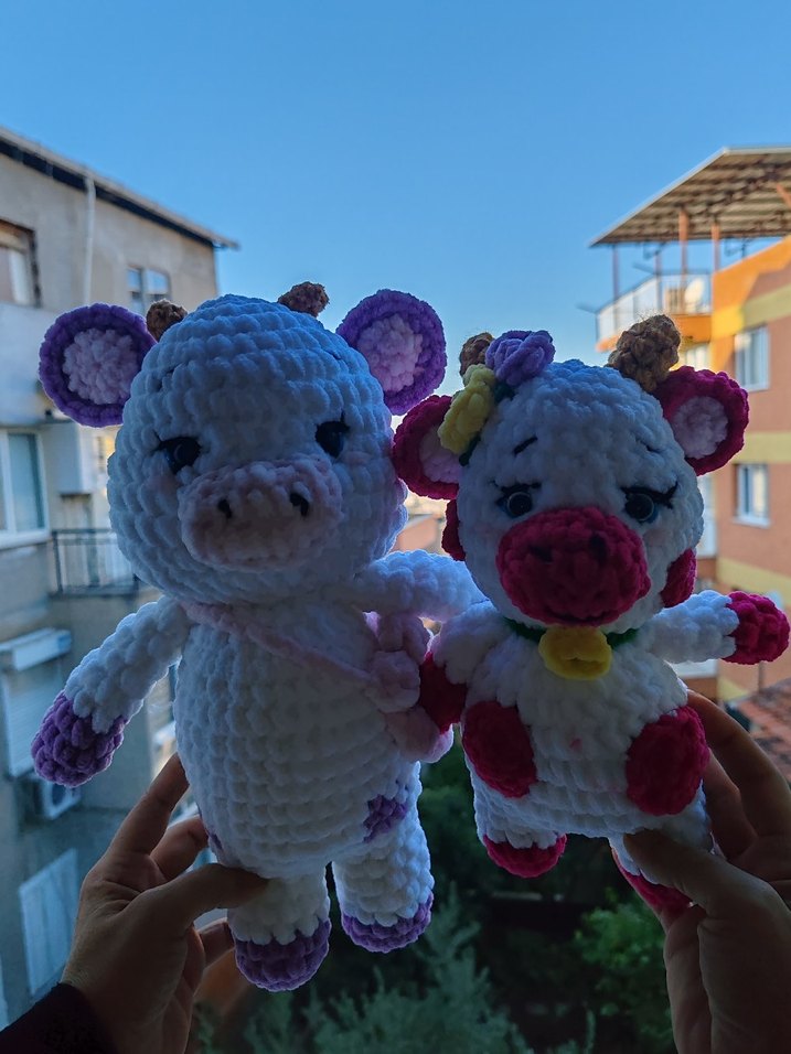 Pastel Beyaz Peluş Oyuncak İnekler - Görsel 4