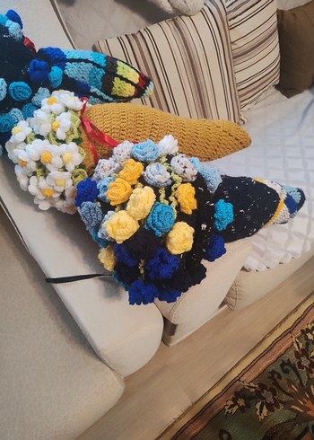 Renkli El Örgüsü Bohem Çiçek Dekorları - Görsel 8