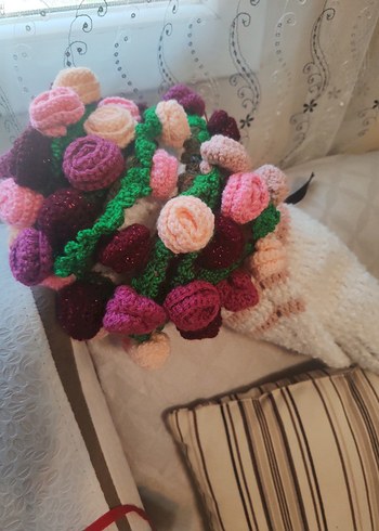 Renkli El Örgüsü Bohem Çiçek Dekorları - Görsel 15