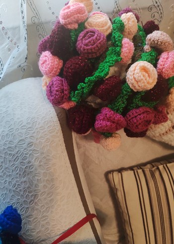 Renkli El Örgüsü Bohem Çiçek Dekorları - Görsel 14