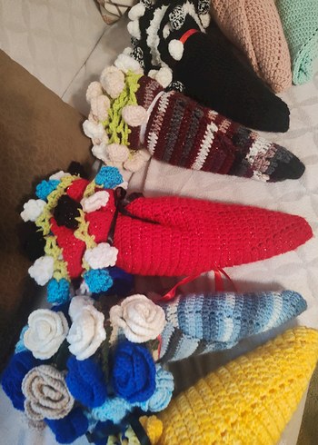 Renkli El Örgüsü Bohem Çiçek Dekorları - Görsel 20