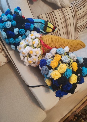 Renkli El Örgüsü Bohem Çiçek Dekorları - Görsel 4