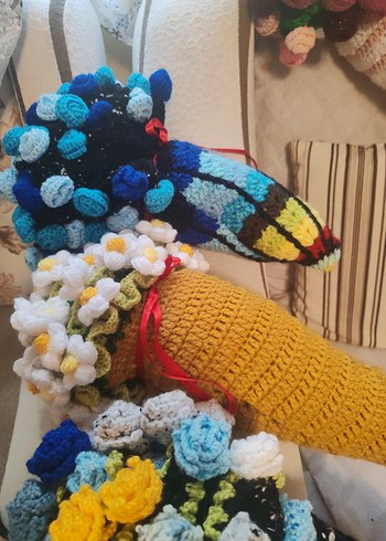 Renkli El Örgüsü Bohem Çiçek Dekorları - Görsel 12