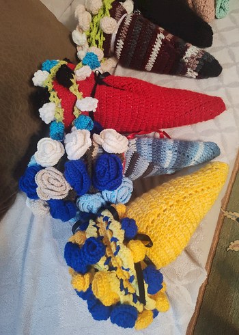 Renkli El Örgüsü Bohem Çiçek Dekorları - Görsel 18