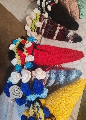 Renkli El Örgüsü Bohem Çiçek Dekorları - Görsel 19