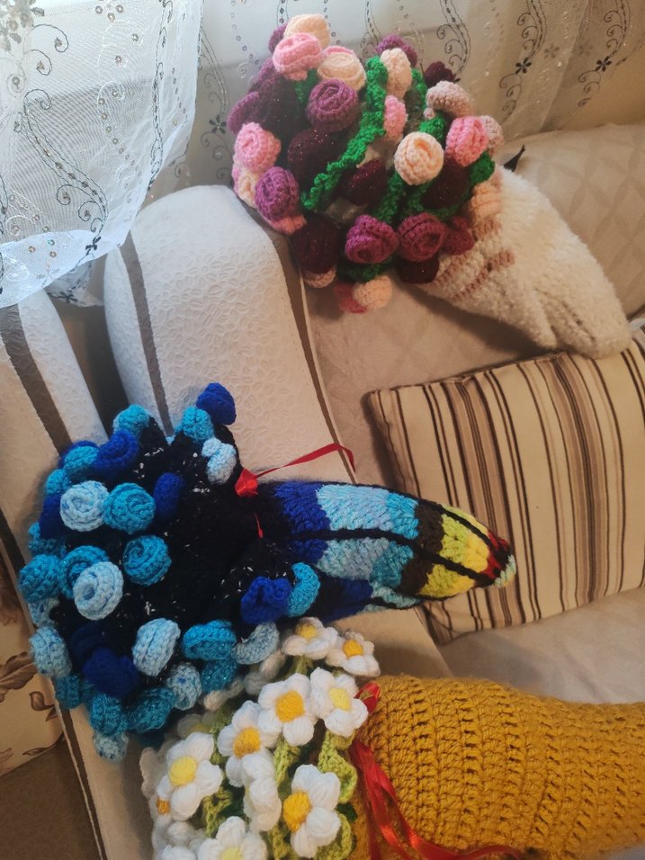 Renkli El Örgüsü Bohem Çiçek Dekorları - Görsel 5