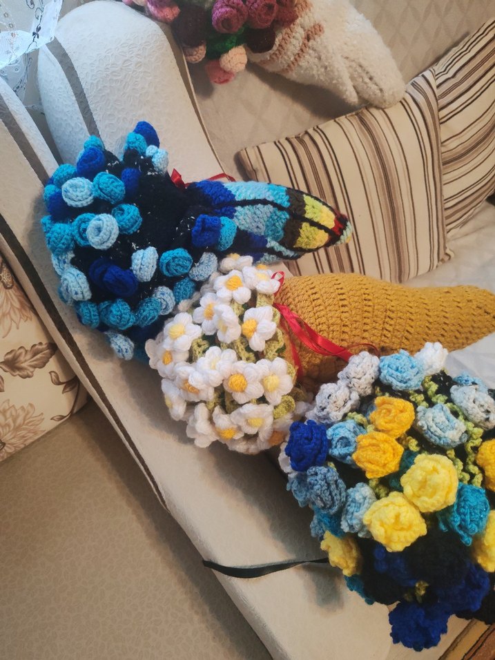 Renkli El Örgüsü Bohem Çiçek Dekorları - Görsel 3