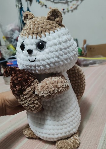 El Yapımı Kahverengi Peluş Oyuncak Sincap - Görsel 3