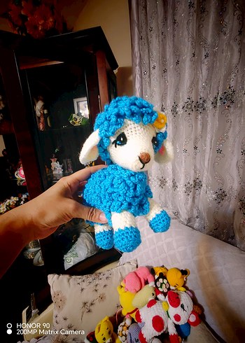 Renkli Mor Amigurumi Oyuncak Kuzu - Görsel 3