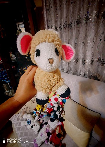 Renkli Mor Amigurumi Oyuncak Kuzu - Görsel 5