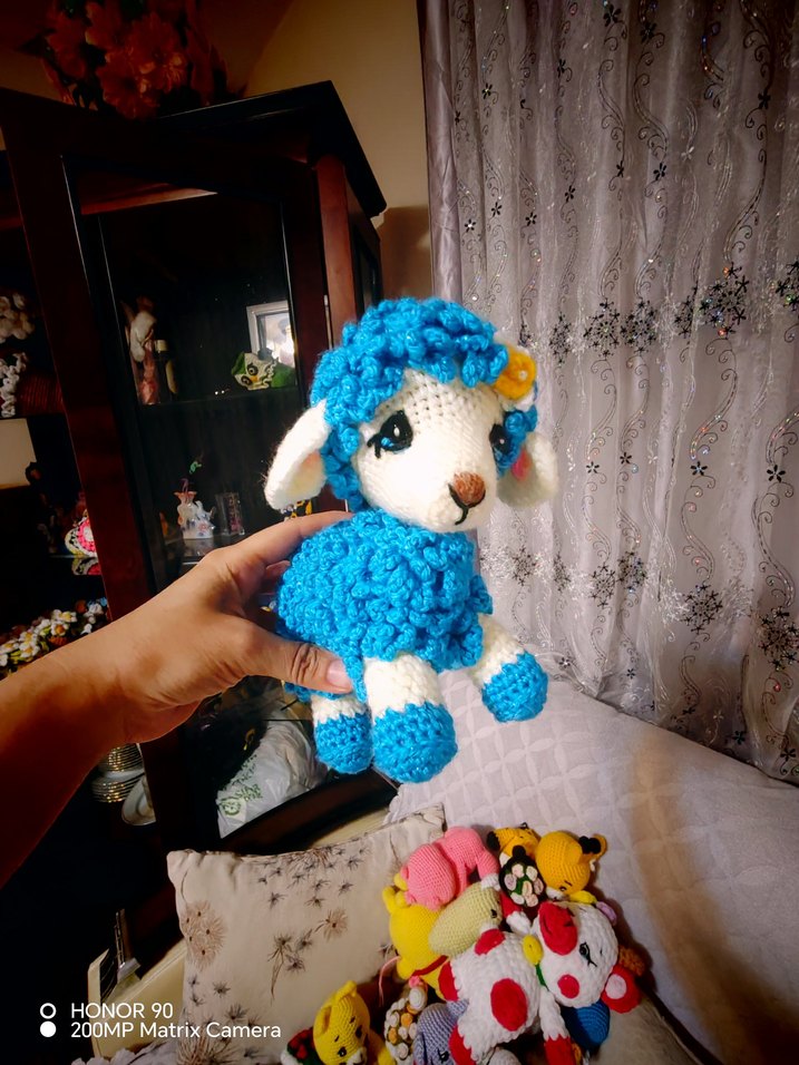Renkli Mor Amigurumi Oyuncak Kuzu - Görsel 3