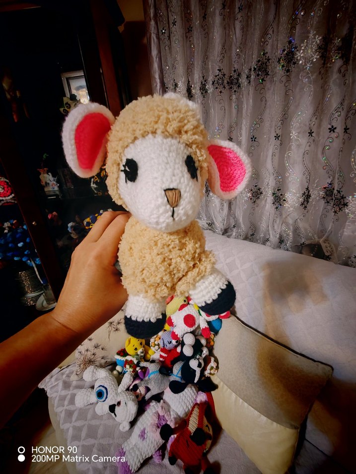 Renkli Mor Amigurumi Oyuncak Kuzu - Görsel 5