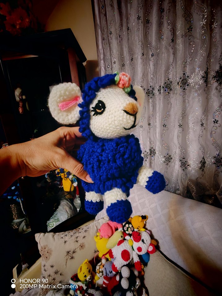 Renkli Mor Amigurumi Oyuncak Kuzu - Görsel 4