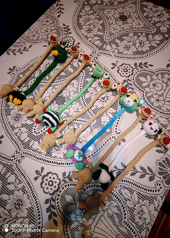 Renkli Örgü Diş Kaşıyıcı ve Çıngırak Seti - Görsel 15