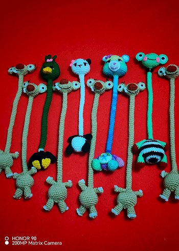 Renkli Örgü Diş Kaşıyıcı ve Çıngırak Seti - Görsel 4