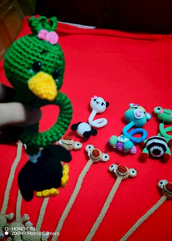 Renkli Örgü Diş Kaşıyıcı ve Çıngırak Seti - Görsel 6