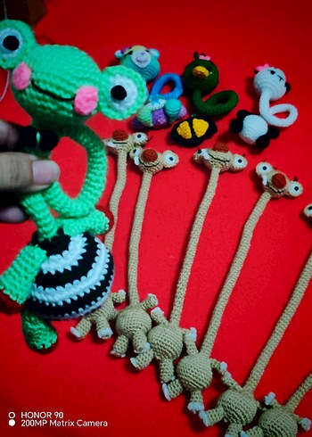 Renkli Örgü Diş Kaşıyıcı ve Çıngırak Seti - Görsel 8