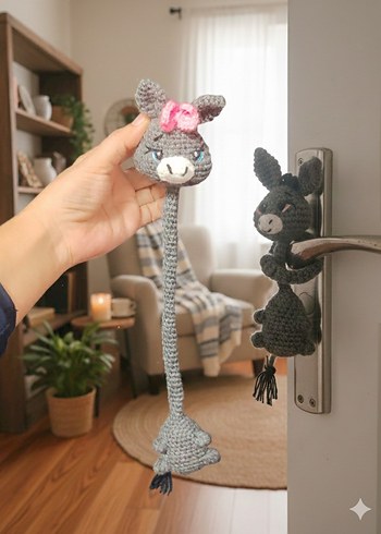 Gri El Örgüsü Sevimli Peluş Oyuncak - Görsel 2